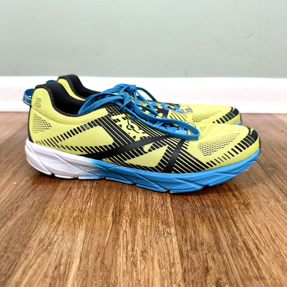 Hoka One One Tracer 2 Shoes Mens 8.5 Yellow Blue Road Running Speed Sneakers